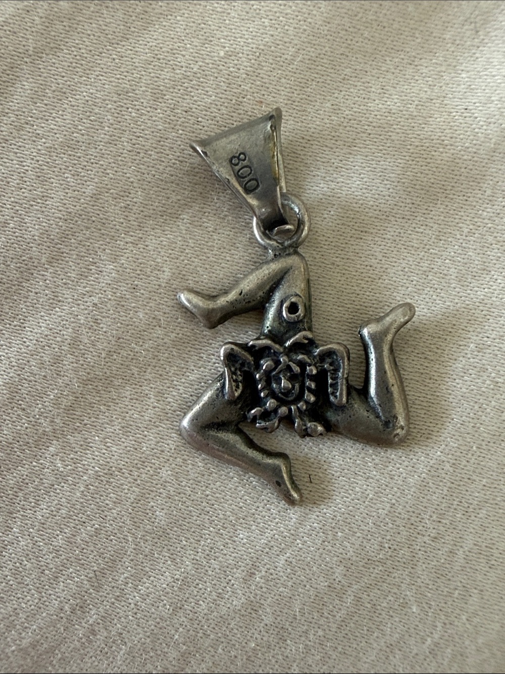 Vintage Italian 800 Silver Trinacria (Sicilian Three-Legged Symbol) Pendant